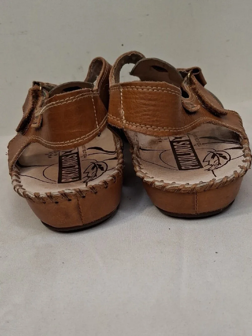 PIKOLINOS Puerta Vallarta Mint Green and Tan Leather Slingback Sandals